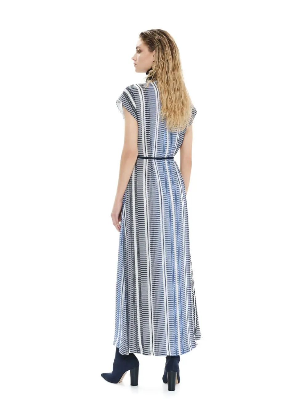 Blue Ziria Maxi Dress with Knitted Turtleneck