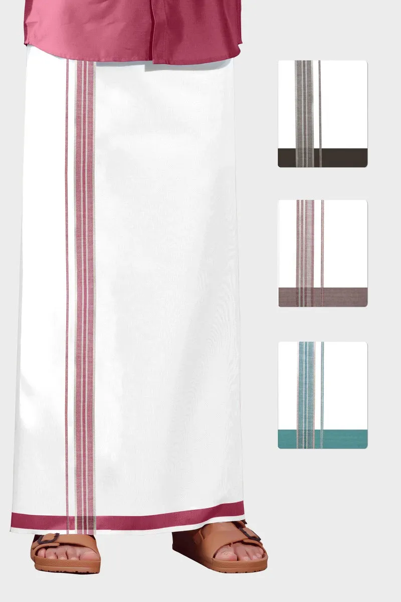 Brave Yadav - Coffee Brown Smooth Cotton Double Layered Dhoti With Fancy Borders | Uathayam