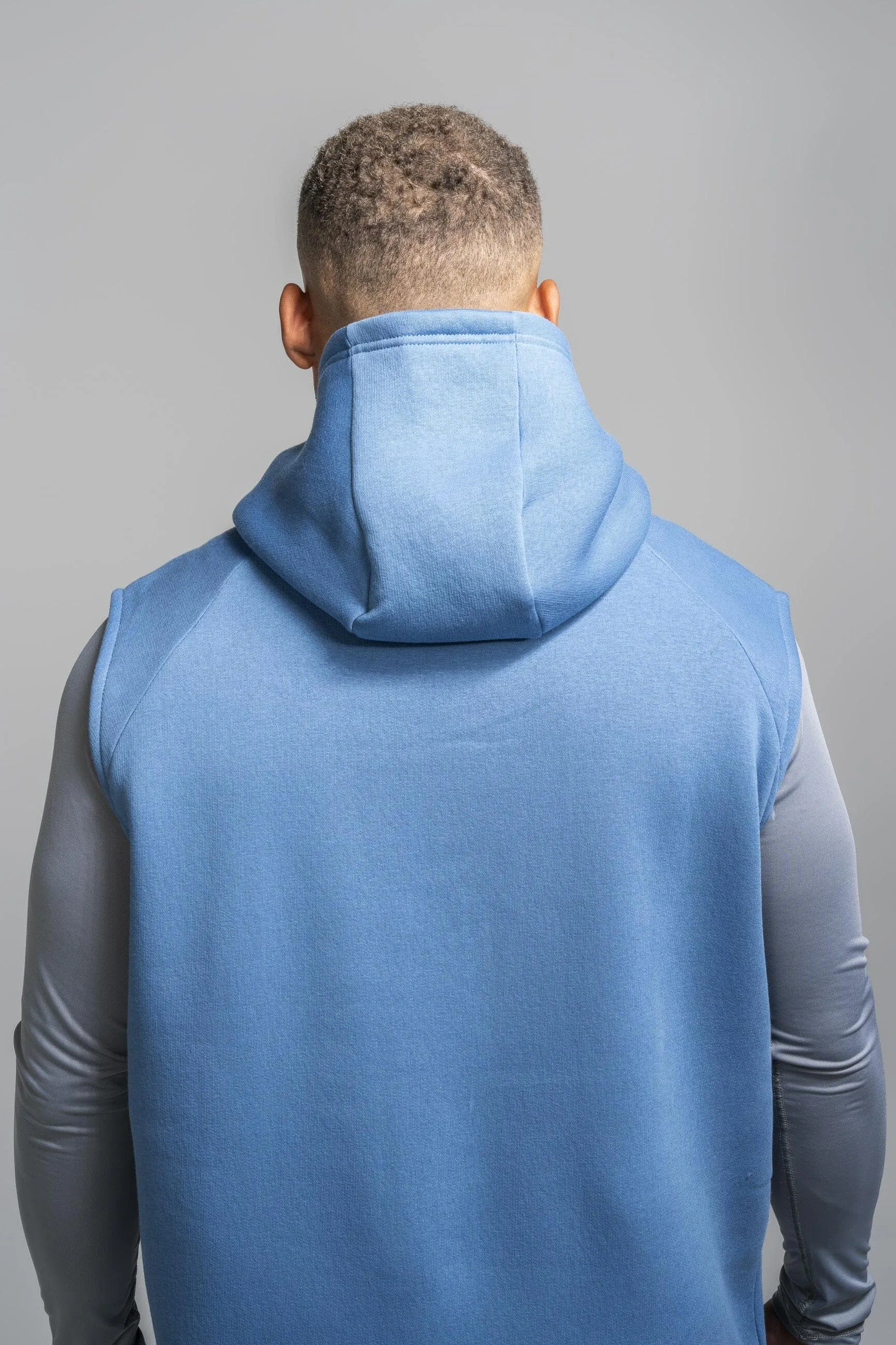 BRUCE BOLT "BOLT" Sleeveless Hoodie - BABY BLUE w/ Red Bolt
