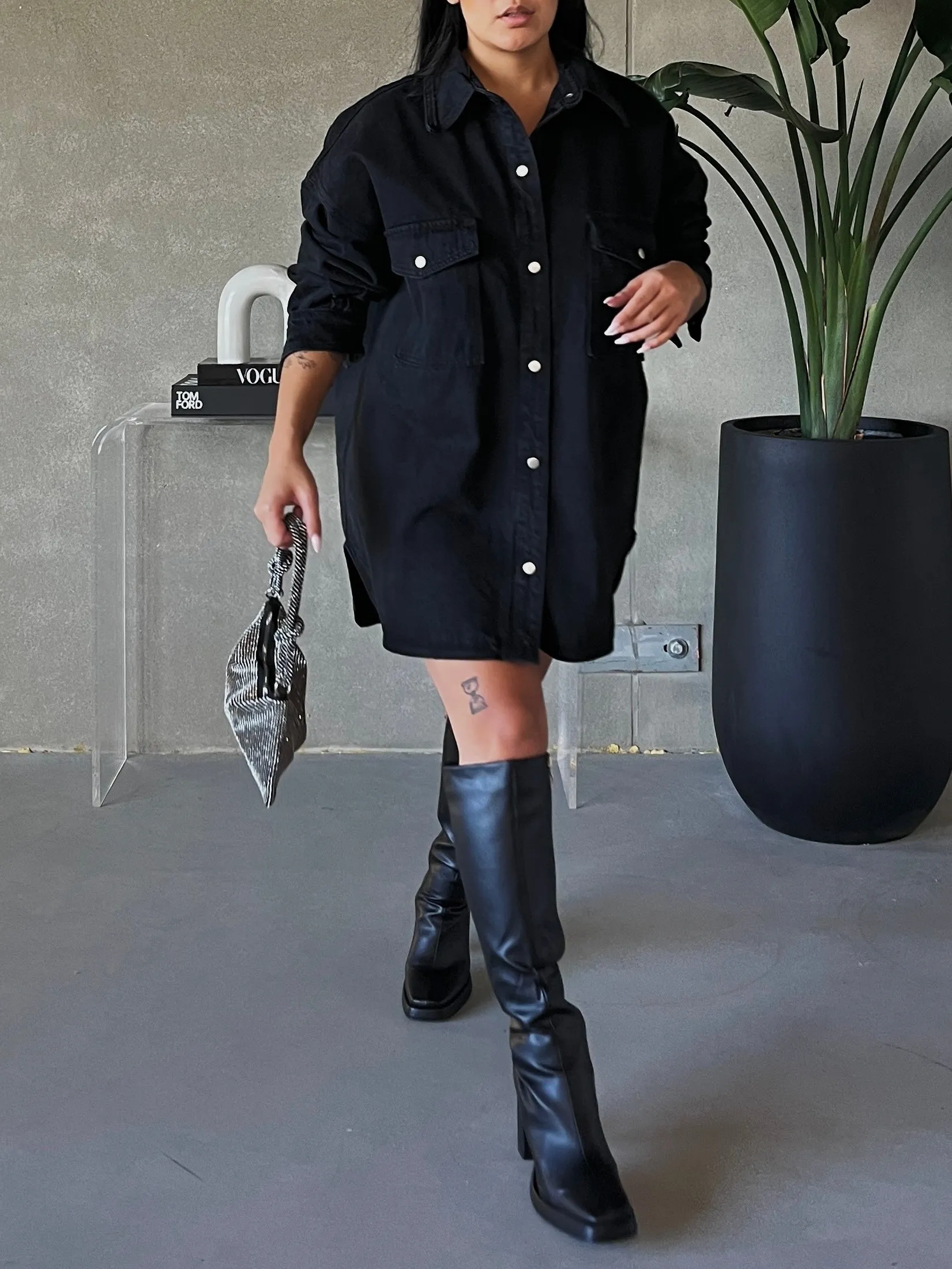 BRUNETTE THE LABEL Oversized Denim Jacket / Shirt Dress