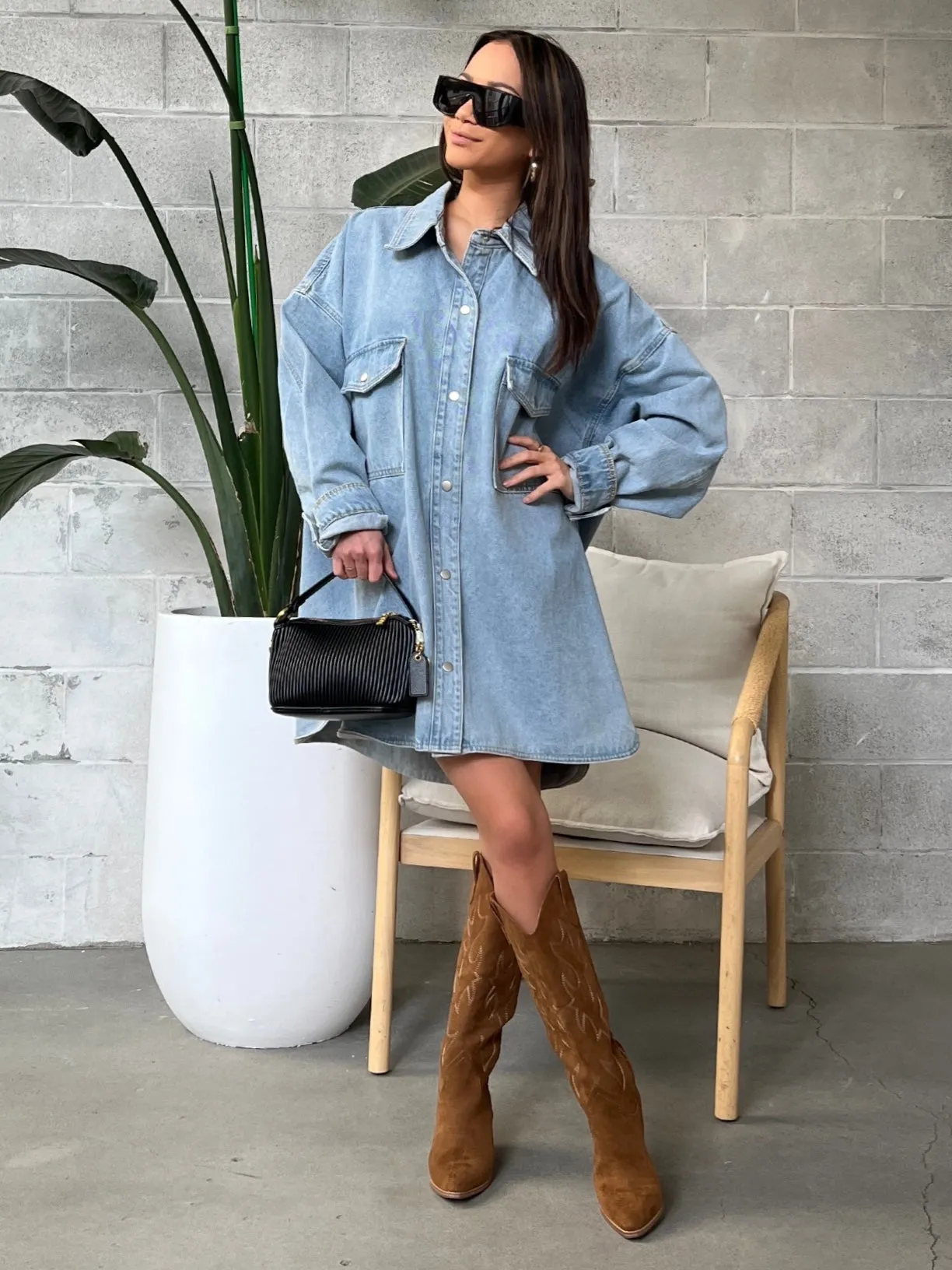 BRUNETTE THE LABEL Oversized Denim Jacket / Shirt Dress