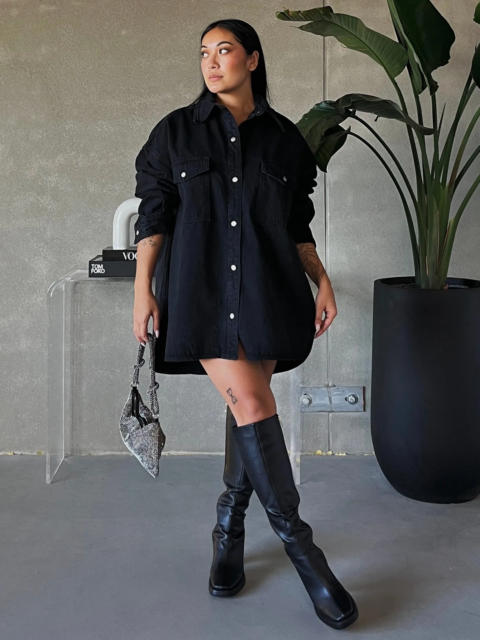 BRUNETTE THE LABEL Oversized Denim Jacket / Shirt Dress