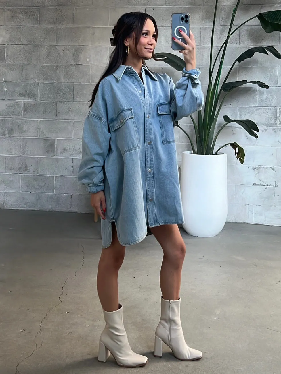 BRUNETTE THE LABEL Oversized Denim Jacket / Shirt Dress