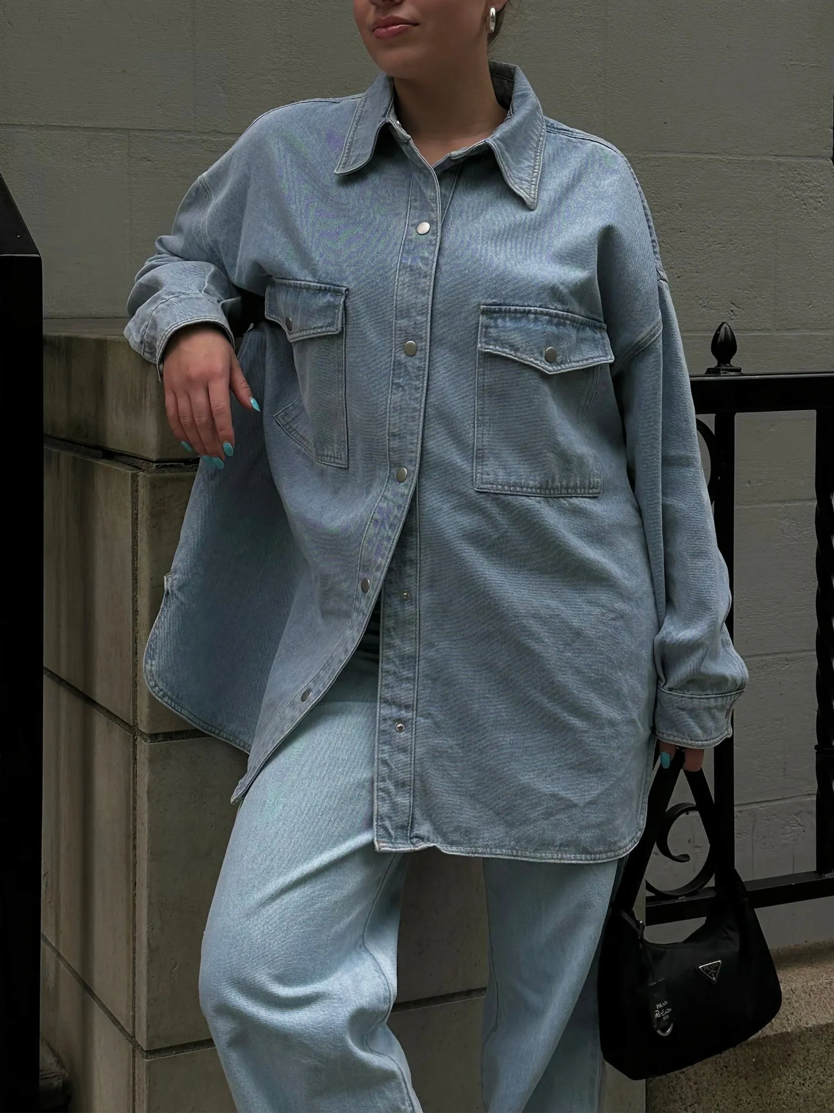 BRUNETTE THE LABEL Oversized Denim Jacket / Shirt Dress