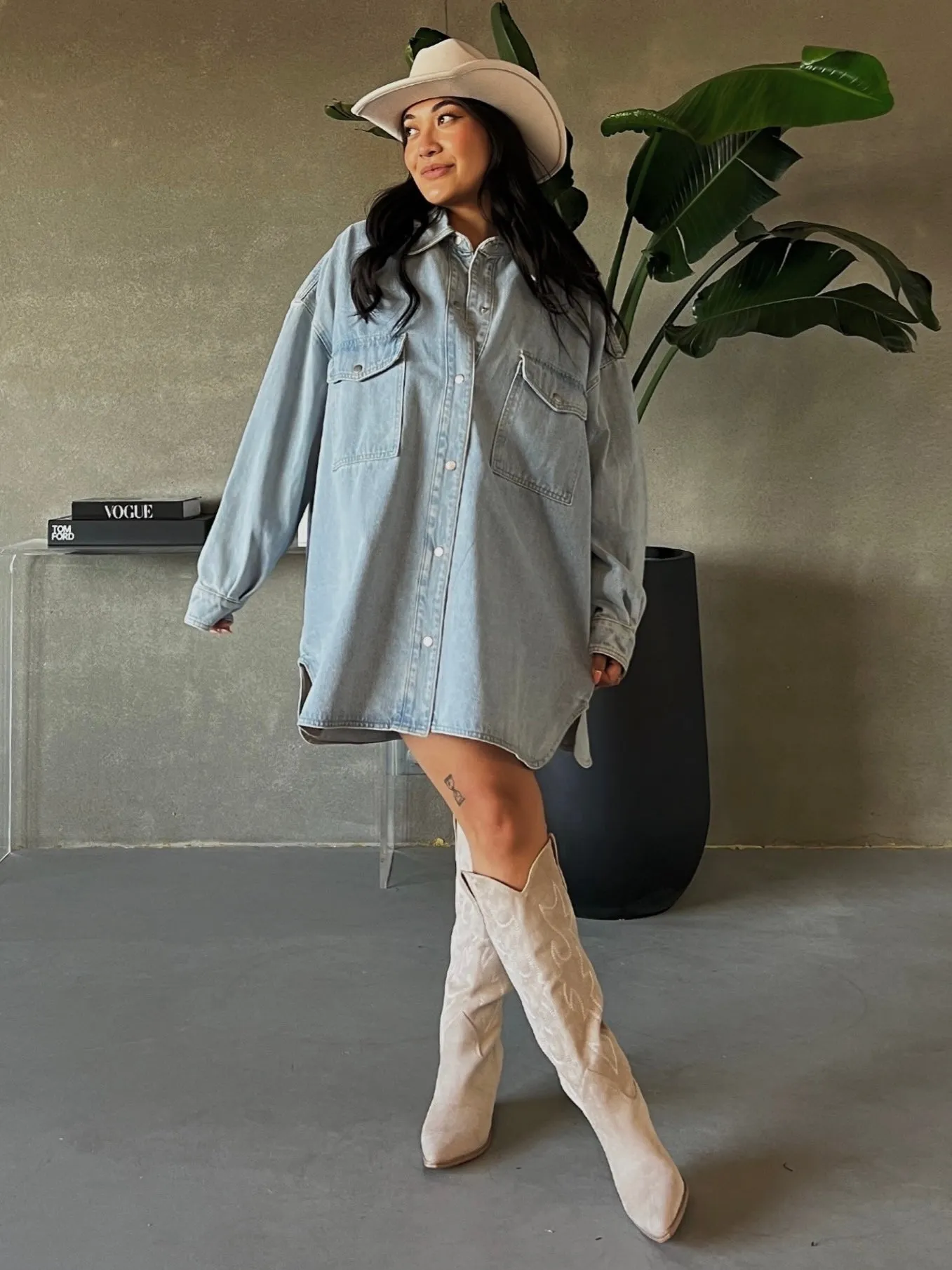 BRUNETTE THE LABEL Oversized Denim Jacket / Shirt Dress
