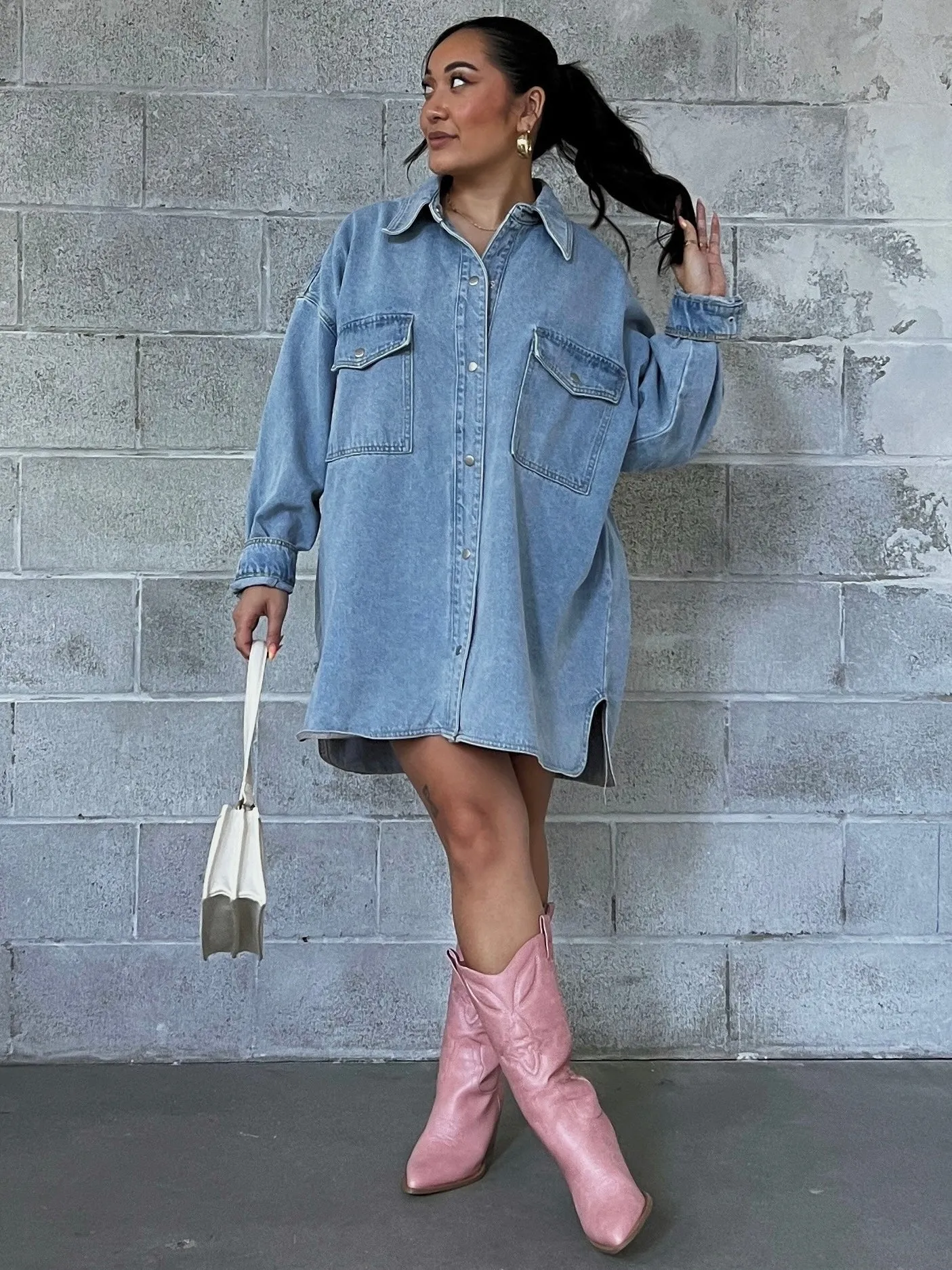BRUNETTE THE LABEL Oversized Denim Jacket / Shirt Dress