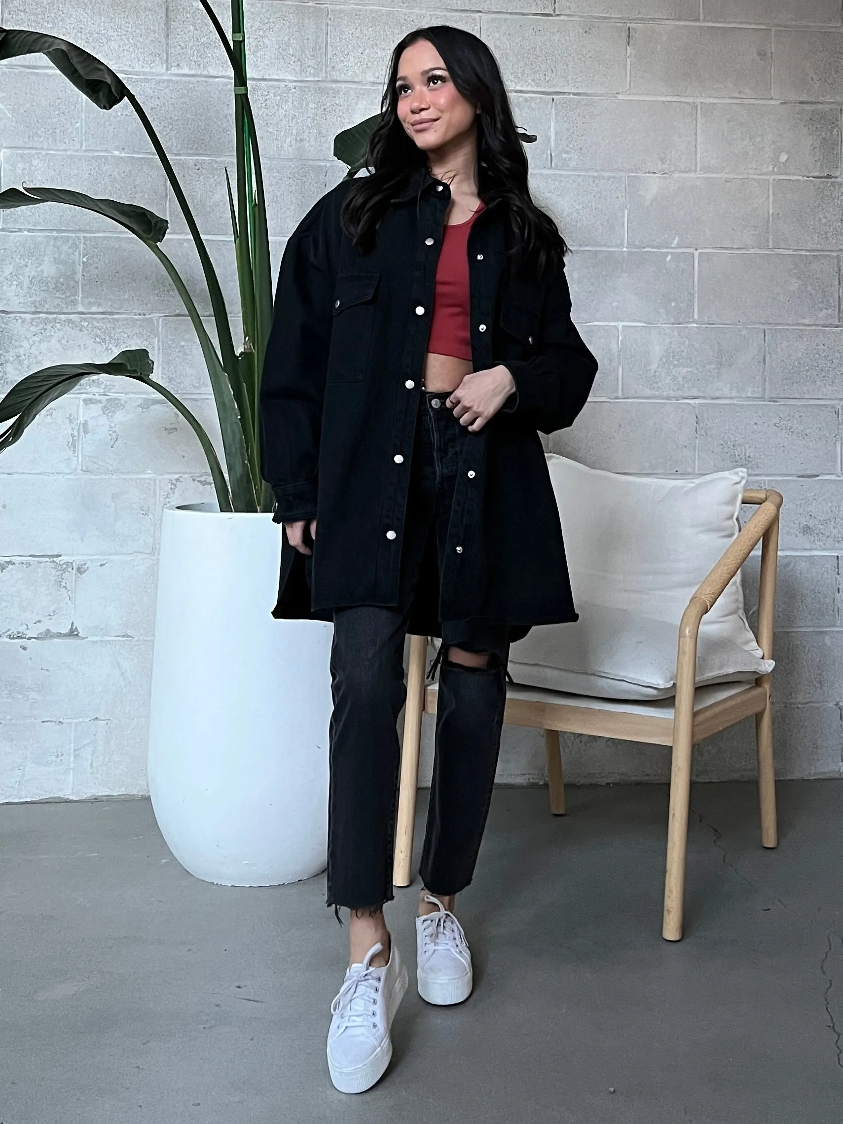 BRUNETTE THE LABEL Oversized Denim Jacket / Shirt Dress