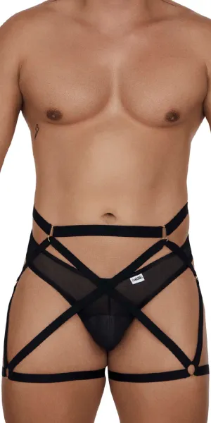 Candyman 99674 Garter Thongs Two Piece Set Black
