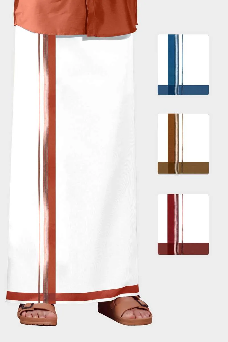 Charming Aabish - Brick Orange Smooth Cotton Double Layered Dhoti With Fancy Borders | Uathayam