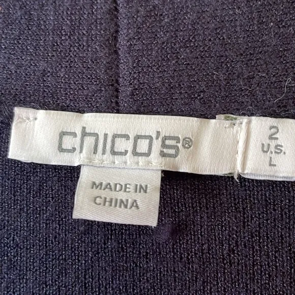 Chico's CardiganBlue Embroidered Heavy Knit Bohemian Classic Size L.