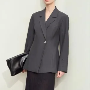 Classic Autumn Notched Embroidery Blazer