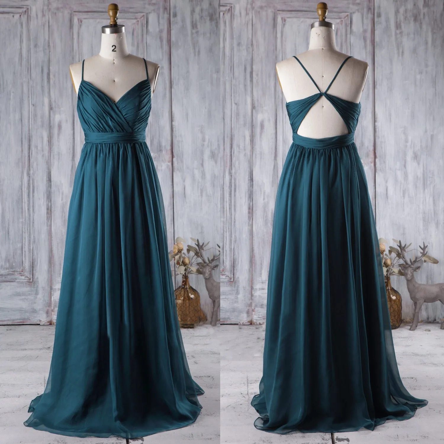 Classic Chiffon Bridesmaid Gown with Shoestring Straps