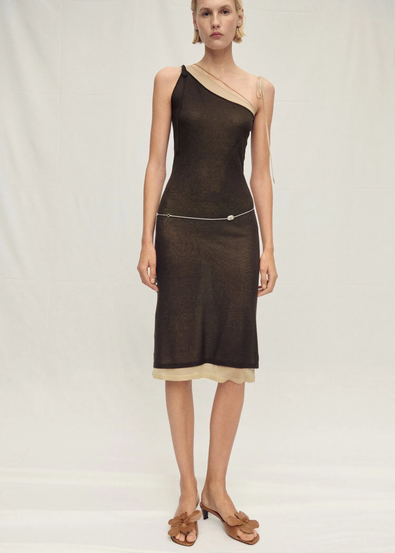 Combined lyocell knit dress