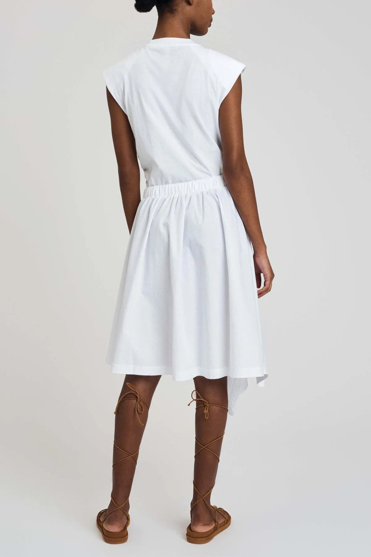 Corey Mixed Media Sleeveless Dress in White