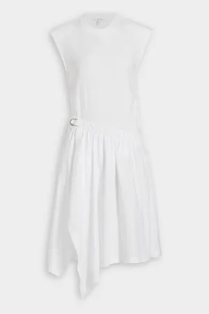 Corey Mixed Media Sleeveless Dress in White