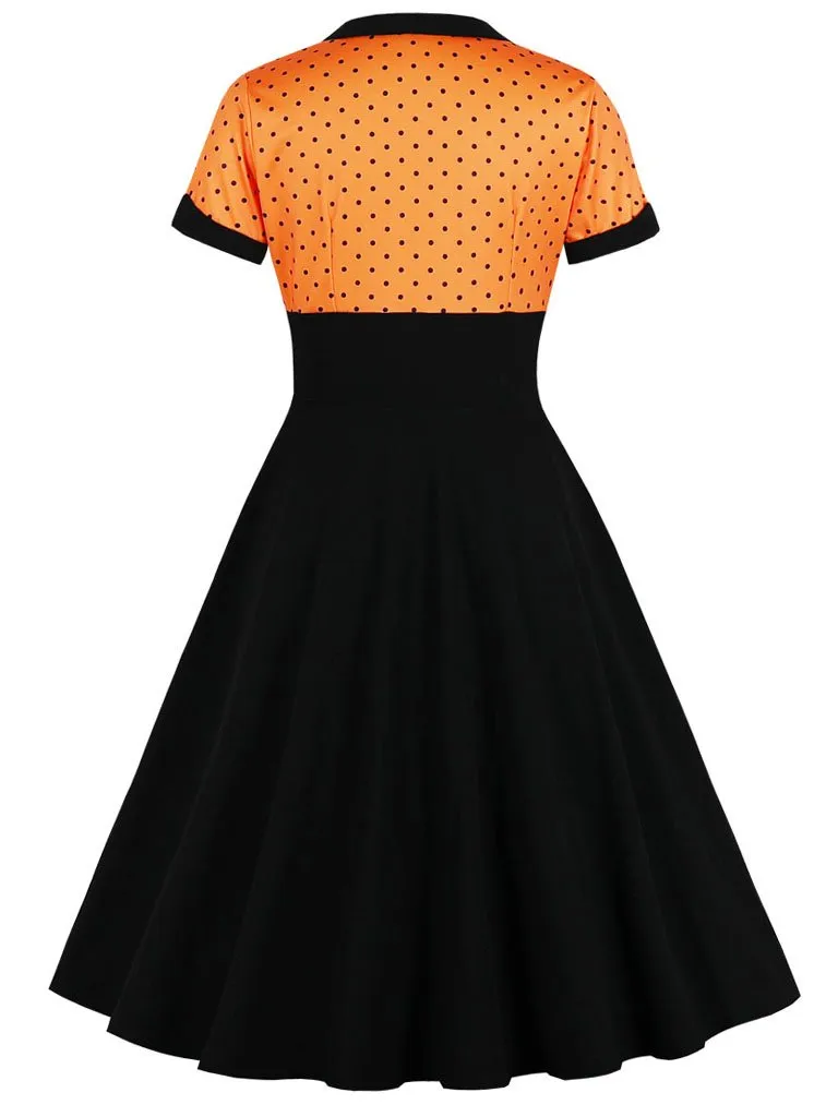 Cotton High Waist Polka Dots 1950s Vintage Dress