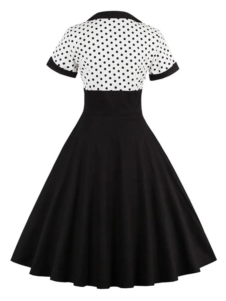 Cotton High Waist Polka Dots 1950s Vintage Dress