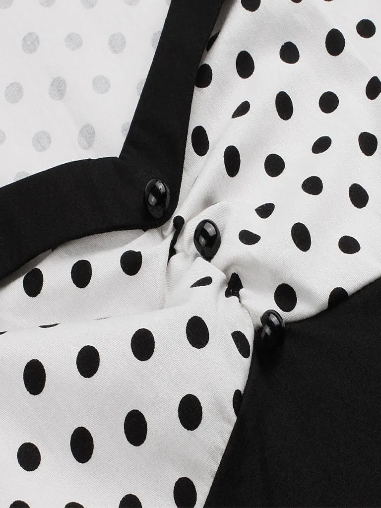 Cotton High Waist Polka Dots 1950s Vintage Dress