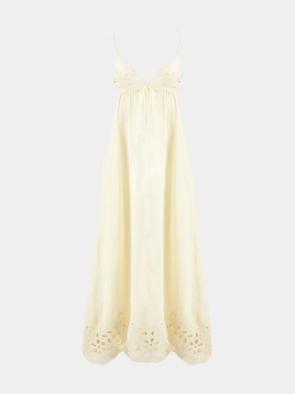 Cream Coco Embroidered Ramie Maxi Dress