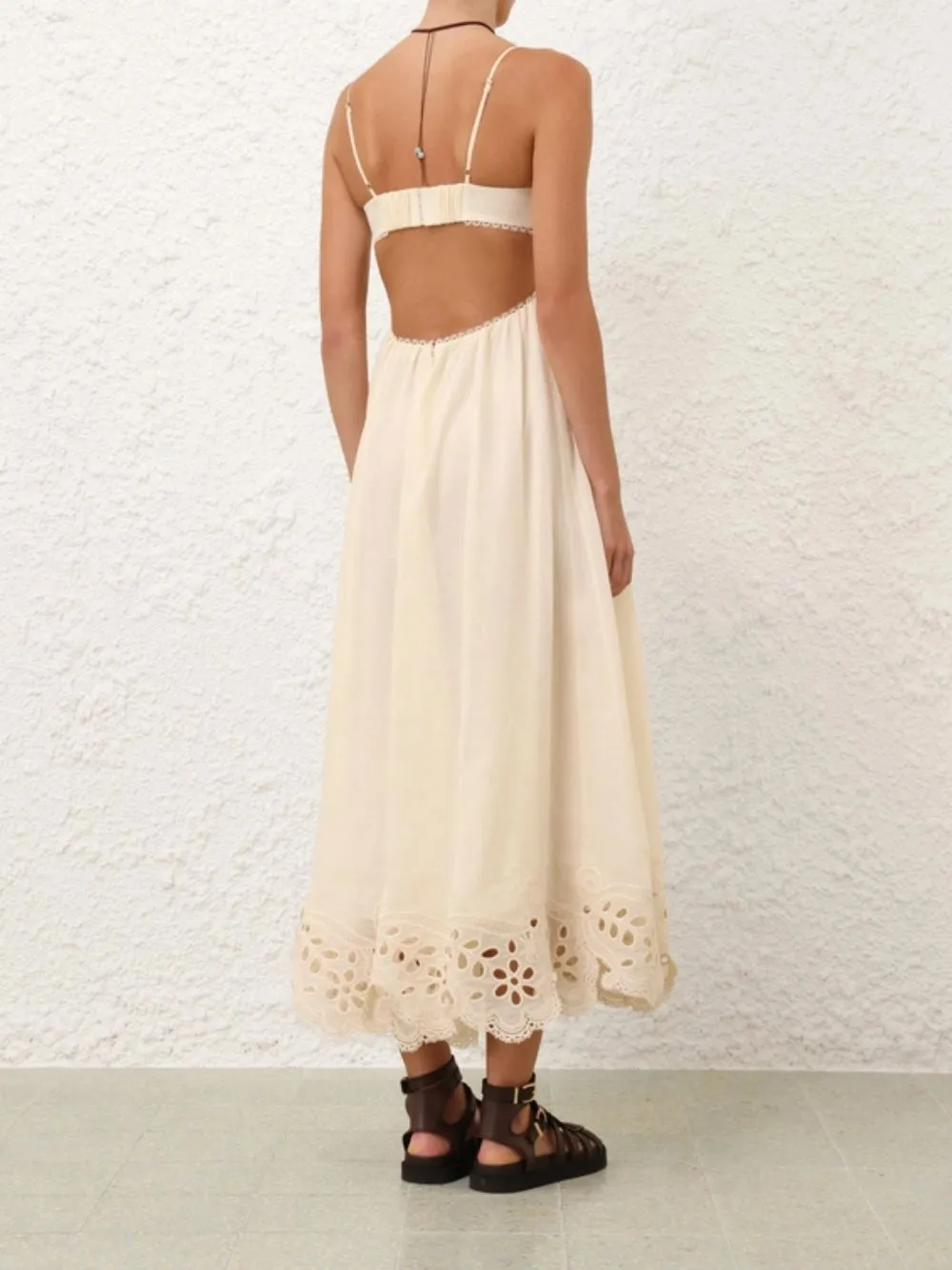 Cream Coco Embroidered Ramie Maxi Dress