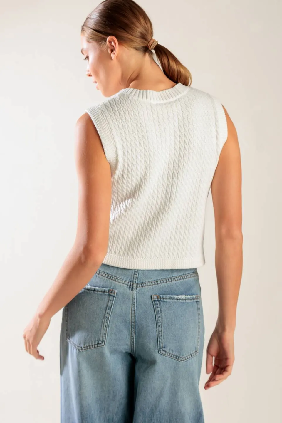 Crisp White Sweater Knit Vest