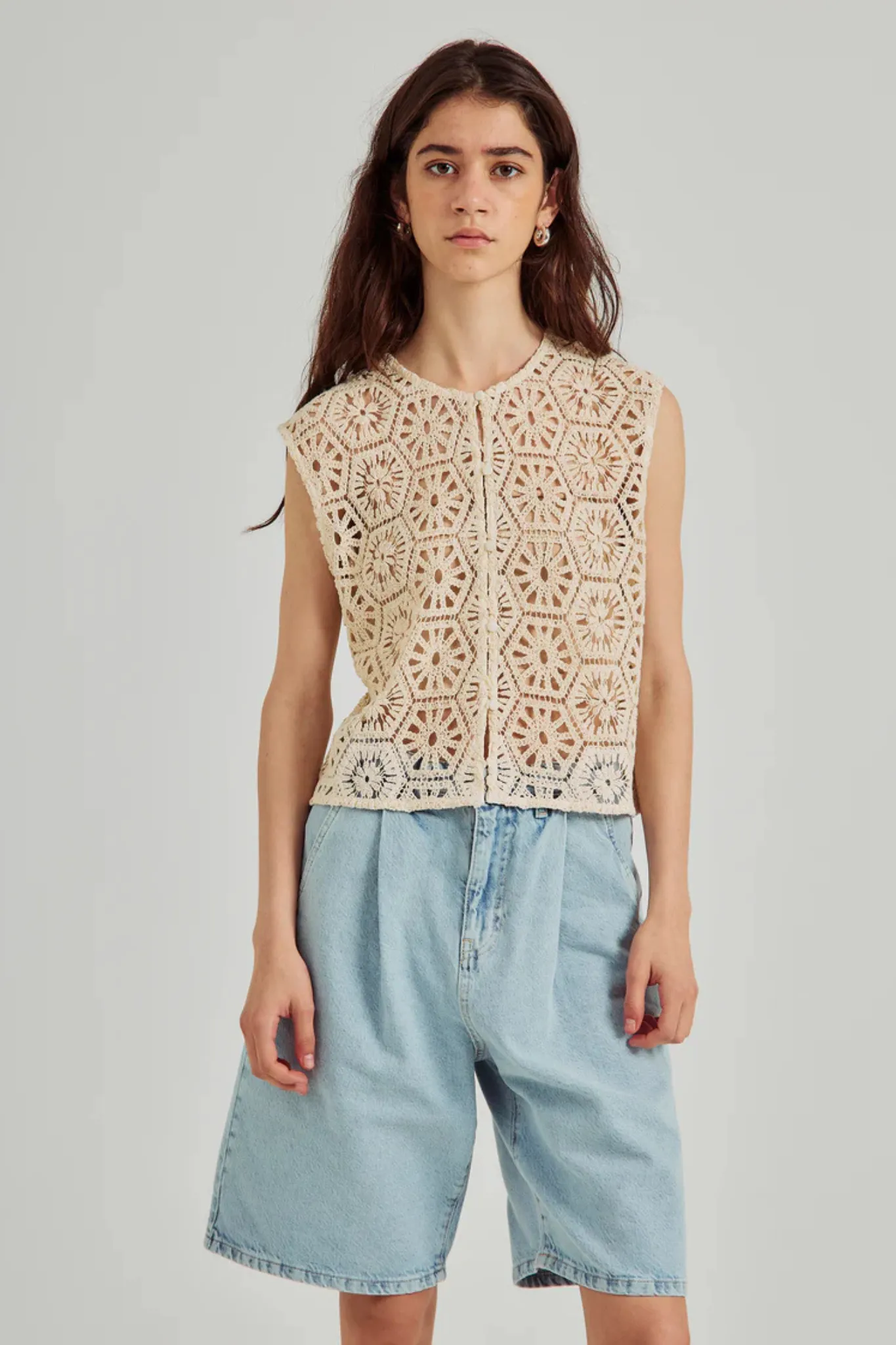 CROCHET TOP - OFF-WHITE