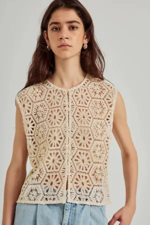 CROCHET TOP - OFF-WHITE