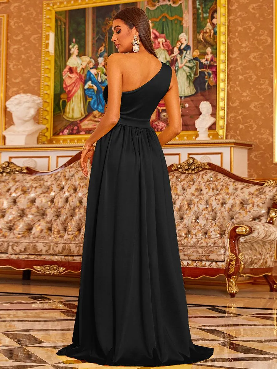 Cutout Floral One Shoulder Prom Dress WY006