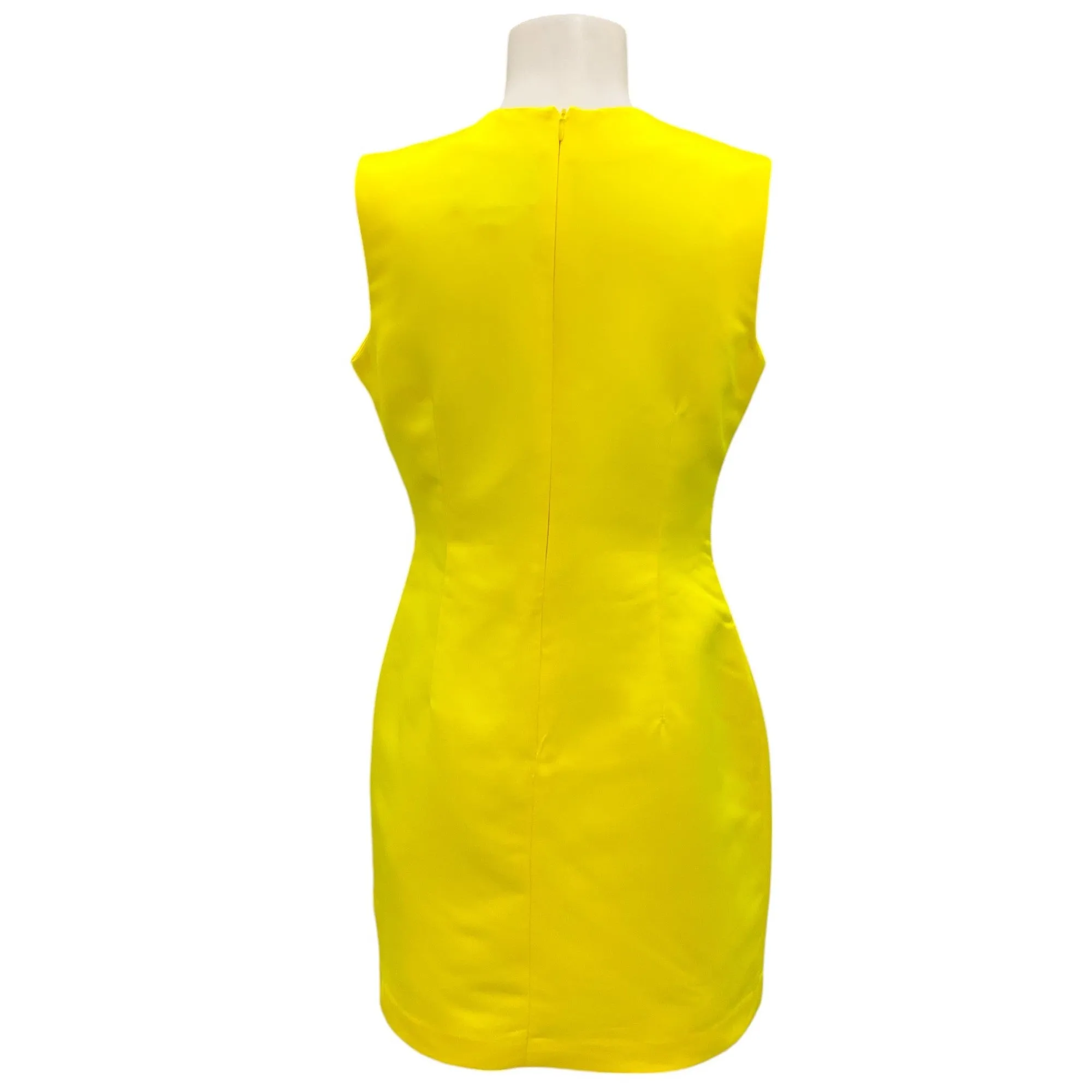 Cynthia Rowley Yellow Satin Gemstone Embellished Mini Dress