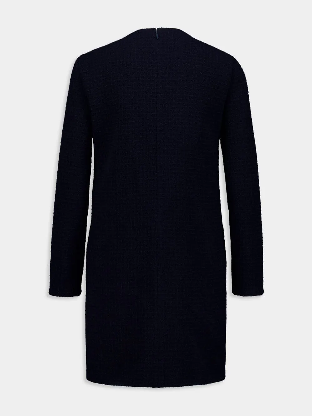 Dark Blue Bouclé Wool Dress