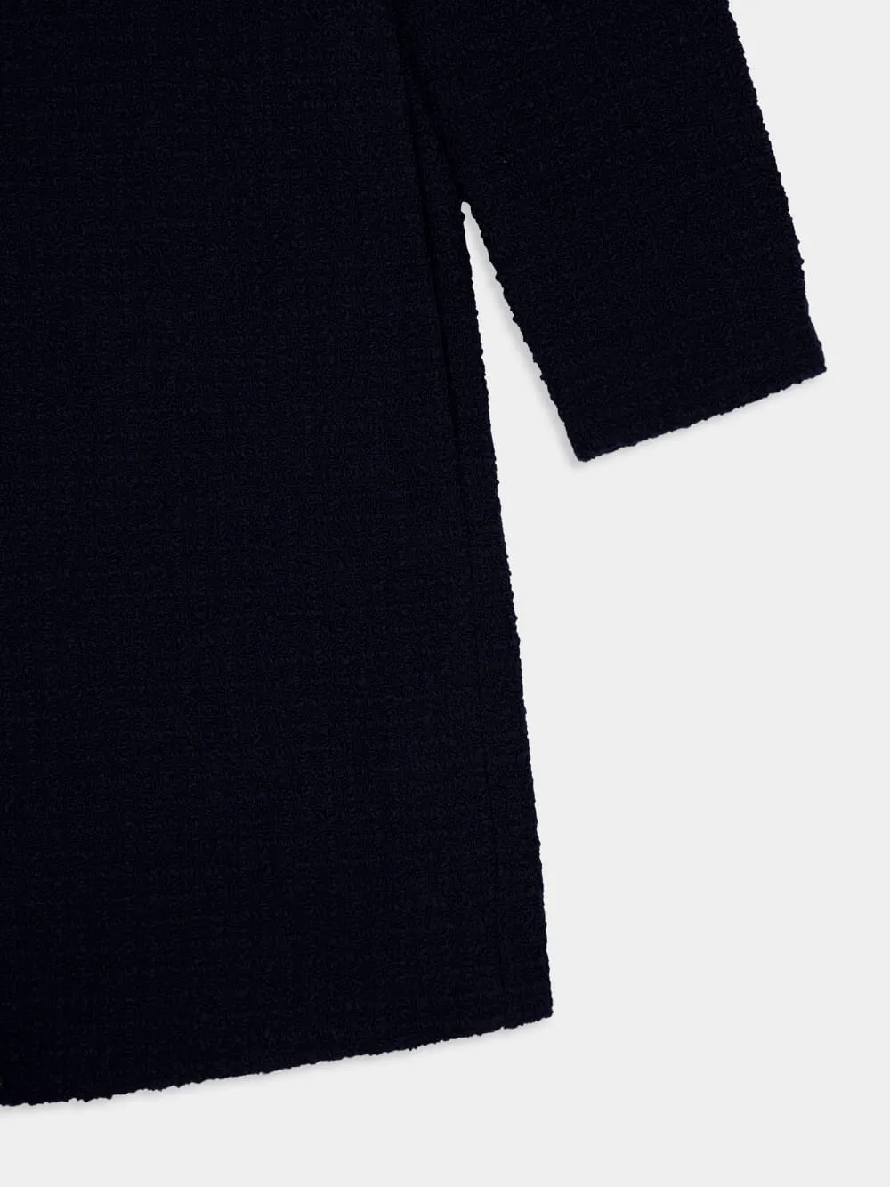 Dark Blue Bouclé Wool Dress