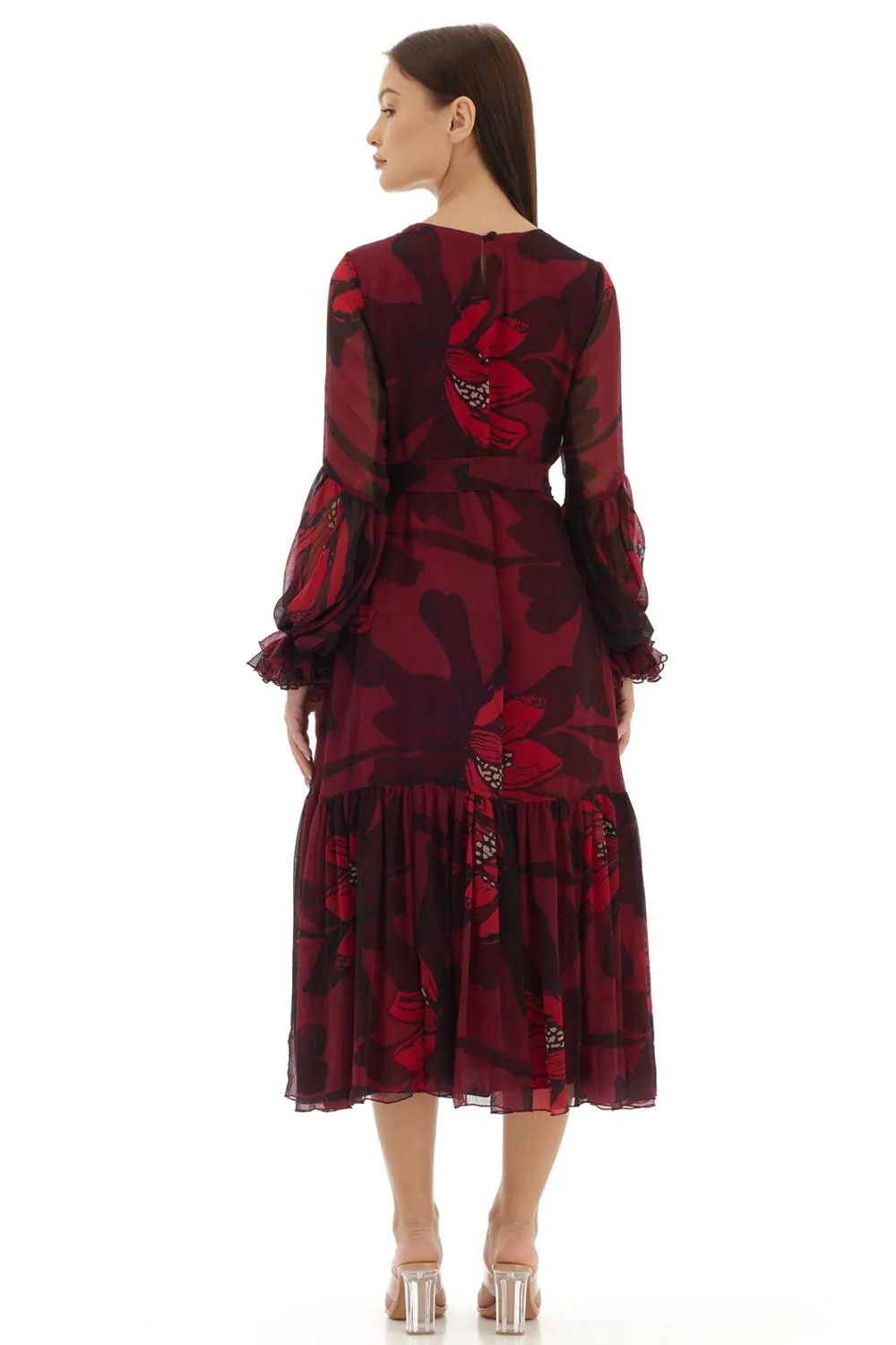 Dark Pink Floral Midi Dress