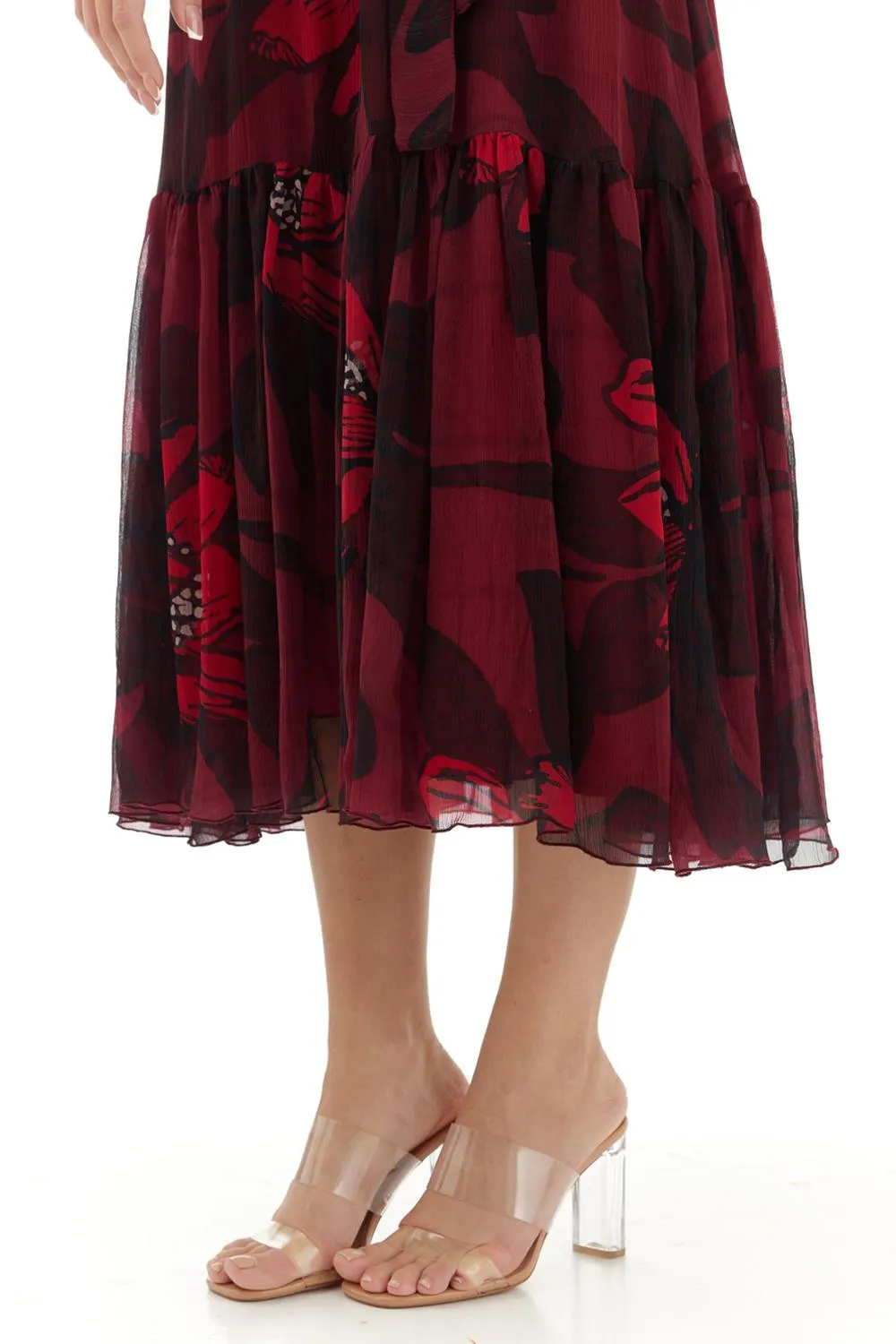 Dark Pink Floral Midi Dress