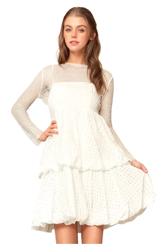 Davi & Dani Checker Print Side Pockets Textured Mini Dress