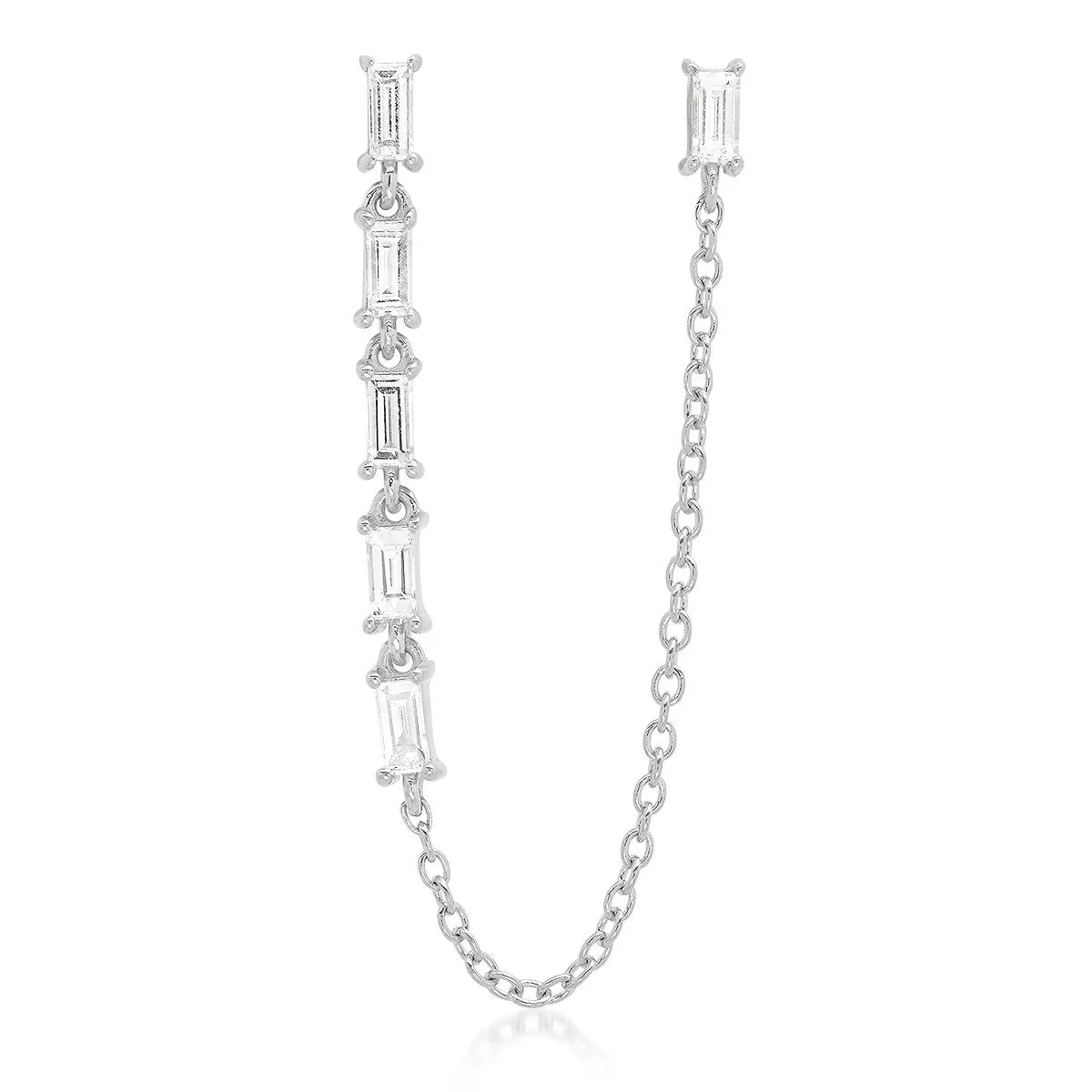 Diamond Baguette Link and Chain Stud