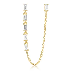 Diamond Baguette Link and Chain Stud