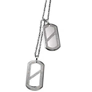 Dog Tag -  18-Karat Solid White Gold Diamonds Necklace
