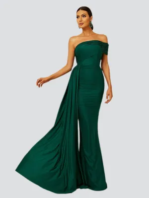 Draping Emerald Green Dress XH2158