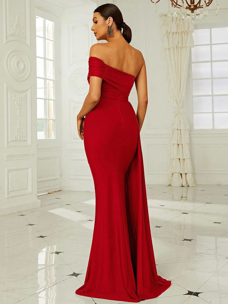 Draping Emerald Green Dress XH2158