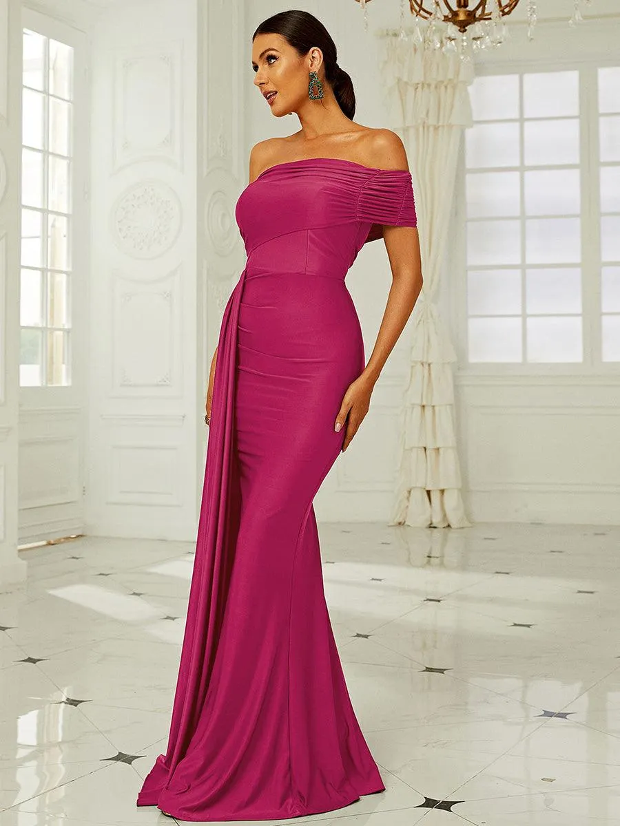 Draping Emerald Green Dress XH2158