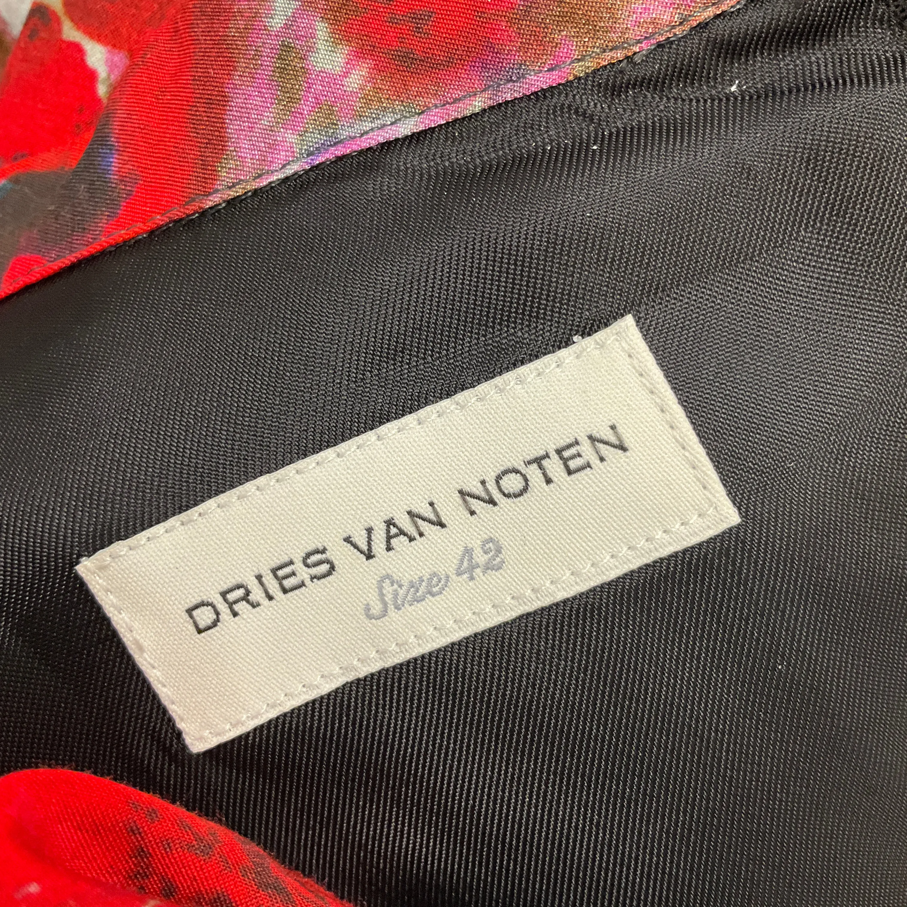 Dries Van Noten Red / Black Multi Floral Printed Midi Dress