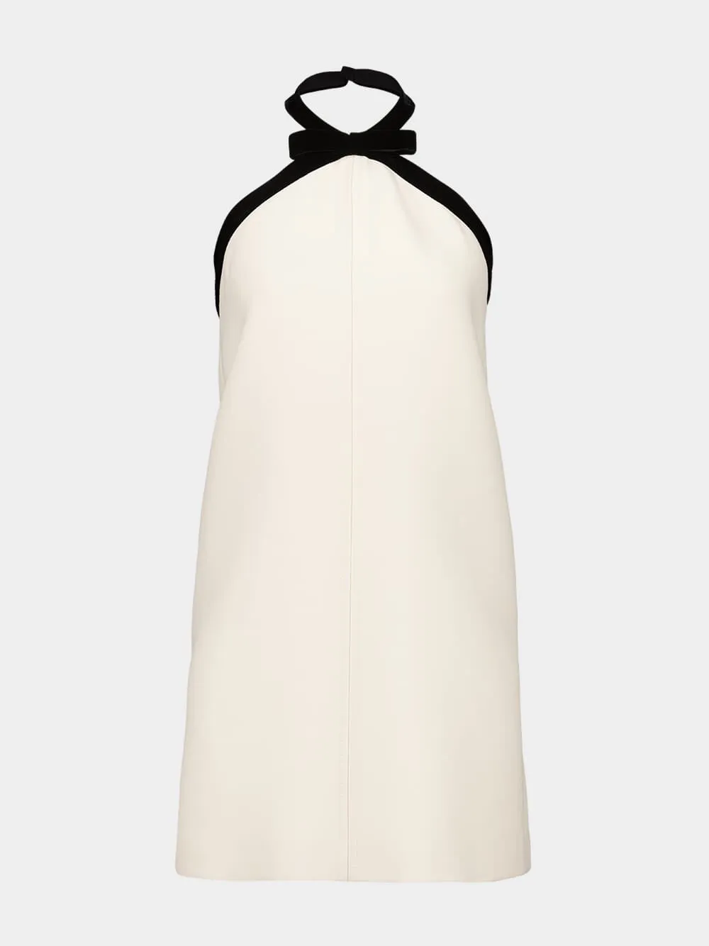 Ecru Mini Cocktail Dress with Halter Neck