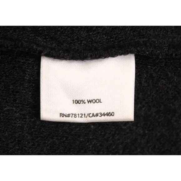 Eileen Fisher Women's Wool Open Front Cardigan Charcoal Pockets Sz M