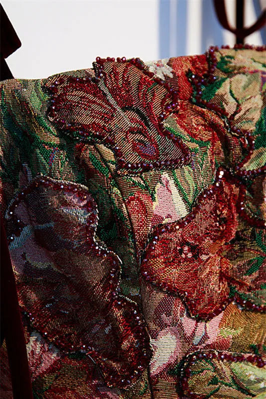 Elegant Off the Shoulder Burgundy Floral Long Formal Dress