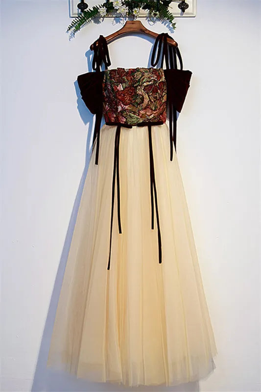 Elegant Off the Shoulder Burgundy Floral Long Formal Dress