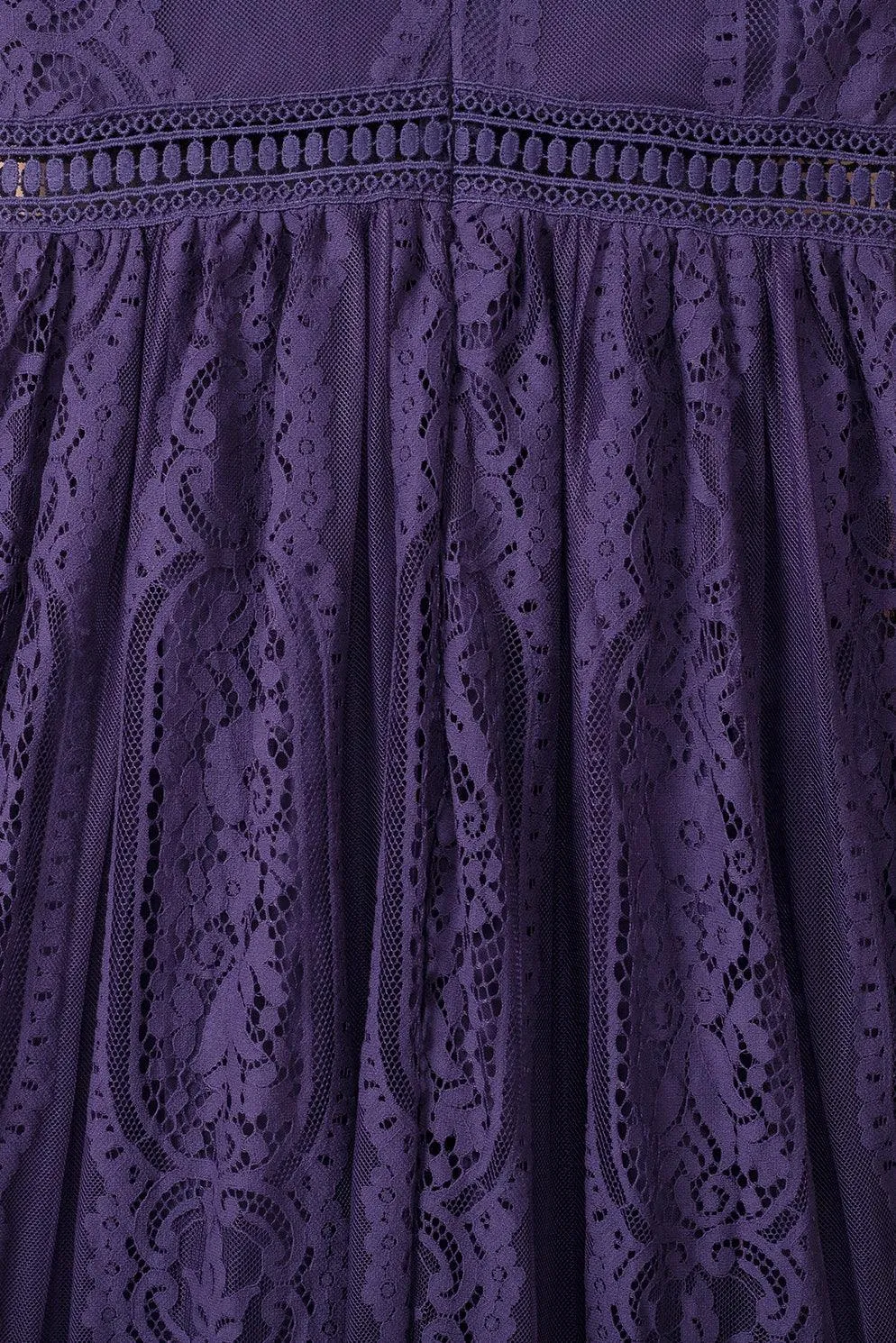 Elegant Royal Lace Maxi Dress with V-Neckline