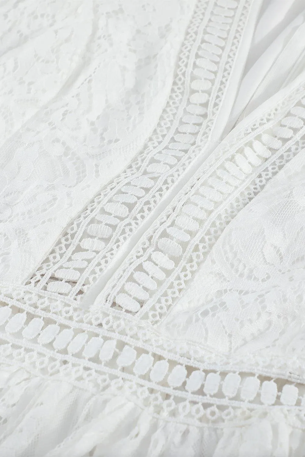 Elegant Royal Lace Maxi Dress with V-Neckline