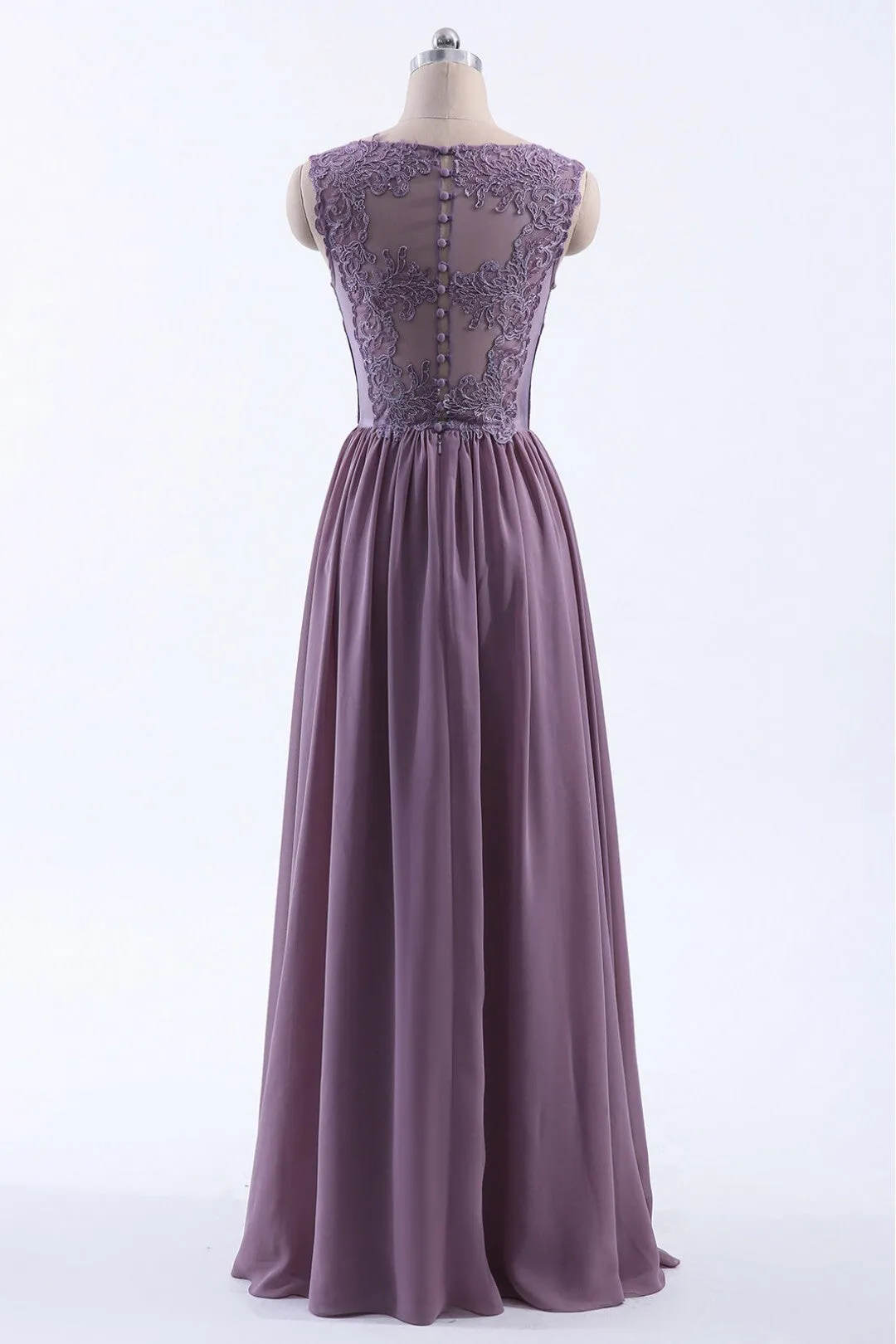 Elegant V Neck Chiffon A-line Long Bridesmaid Dress