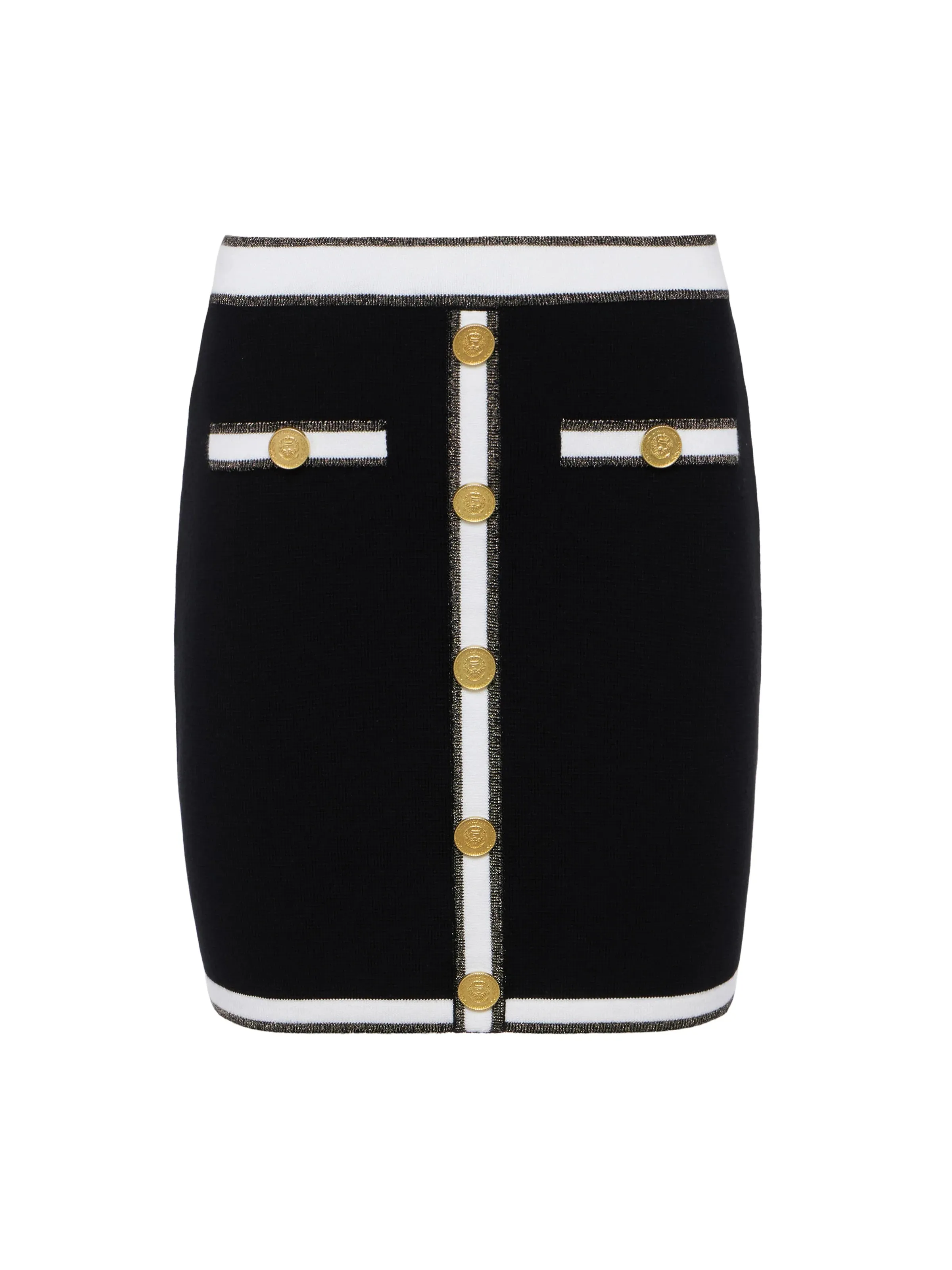 Emi Knit Mini Skirt - Black White Gold Lurex