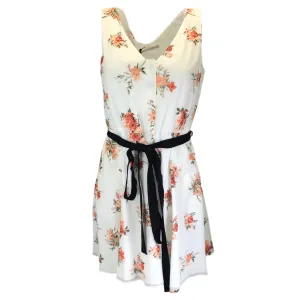 Emilia Wickstead White Multi Katelyn Romantic Roses Sleeveless Short Cotton Day Dress